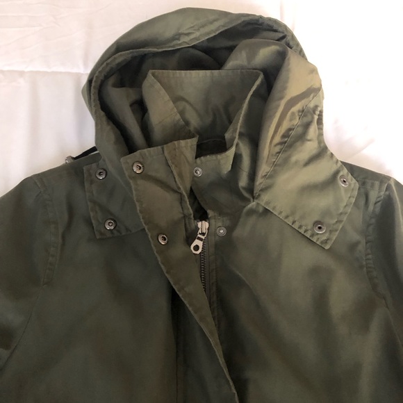 M&S Marks and Spencer military green rain hooded parka - Picture 4 of 10